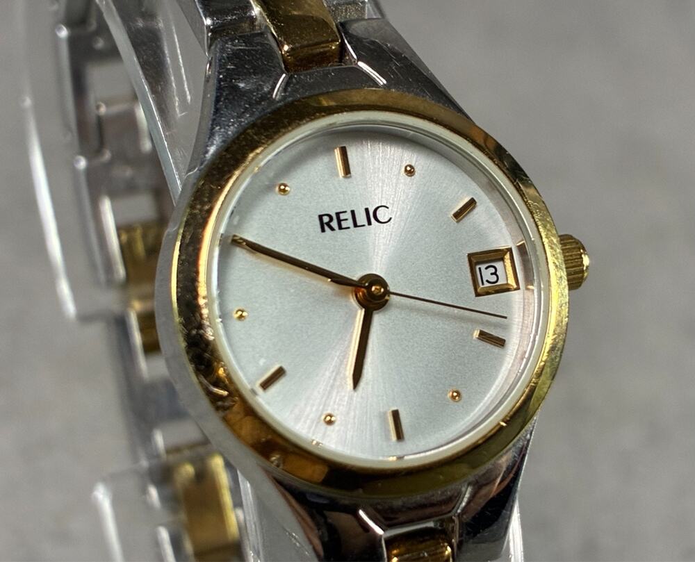 Relic by Fossil Women’s Silver Gold Quartz Watch Silver Dial 20mm Date Working